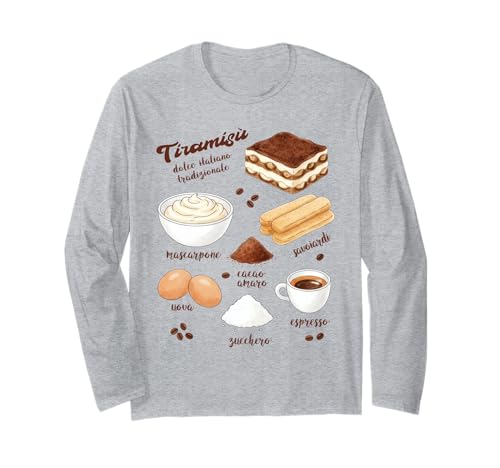 Tiramisú Receta tee Dolce Italiano Espresso Coffee Tradition Manga Larga