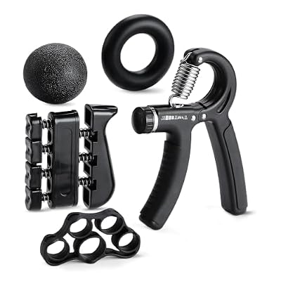 Amazon Basics Grip Strength Trainer and Forearm Strengthener 5-Piece Kit, Black