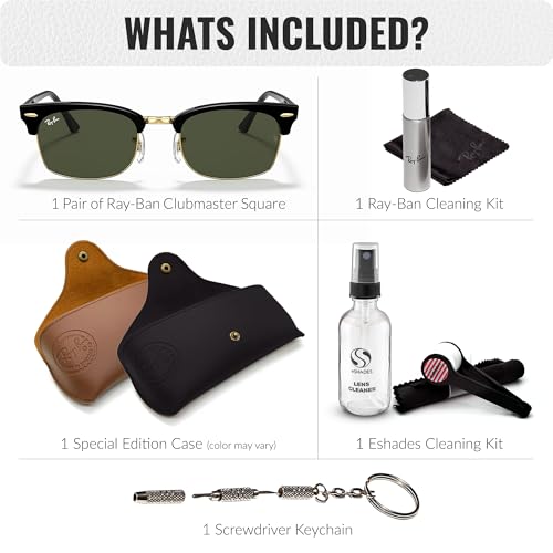 Ray-Ban RB3916 CLUBMASTER SQUARE LEGEND GOLD Rectangle Shaped Sunglasses for Men & Women with Official RAYBAN Eyewear Kit2