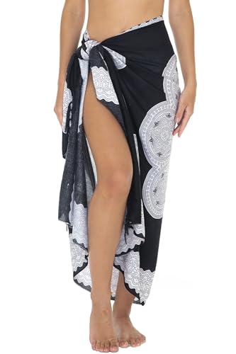 Image of SHU-SHI Womens Beach Swimsuit Cover Up Flower Sarong Wrap with Coconut Clip