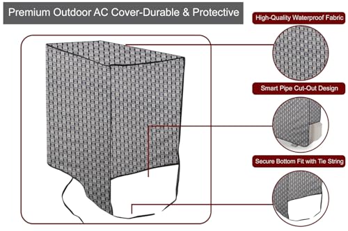 Image of The Furnishing Tree 2 Ton Split AC Cover for Indoor and Outdoor Units Basketweave Pattern Grey