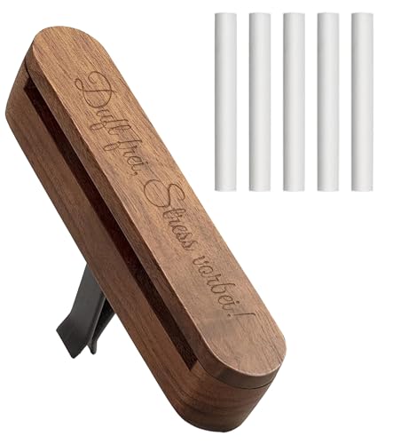 TAKONE Ambientador de coche recargable, difusor de aroma de madera de nogal negro con 5 varillas de repuesto, difusor de aroma para coche, regalo de Navidad, licencia de conducir y exámenes