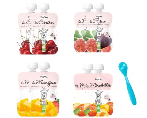 Popote Je Découvre les Fruits Pack De 8 Gourdes + 1 Cuillère En silicone Offerte couleur Aléatoire Cover