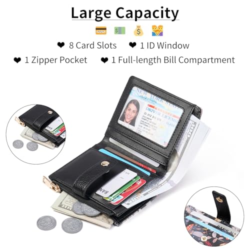 Image of GOIACII Small Wallet for Women Leather Bifold Zipper Coin Pocket RFID Blocking Cute Credit Card Holder Hedgehog Print