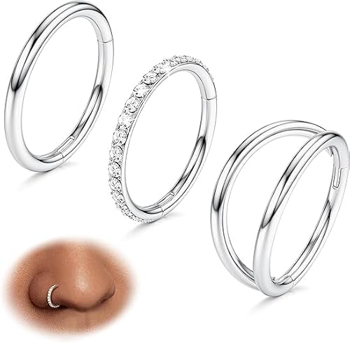 BodyBonita 3 Piezas Piercing Nariz Aros - Acero Inoxidable 316L 16G Anillos Aro 