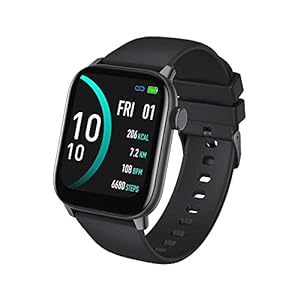 GIONEE STYLFIT GSW5 Pro Smartwatch with 1.69 (4.29 cm) Full Touch Display,SpO2 & 24/7 Heart Rate Monitoring, 100+ Watch Faces, IP68, Sports & Sleep Tracking(Matte Black)
