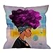 Afrykańska poszewka na poduszkę dekoracyjna afrykańskie kobiety amerykański wzór z fioletowymi włosami fryzura bawełna len nadruk kwadratowa poszewka na poduszkę dla mężczyzn/kobiet/45 x 45 cm granatowy niebieski żółty fioletowy