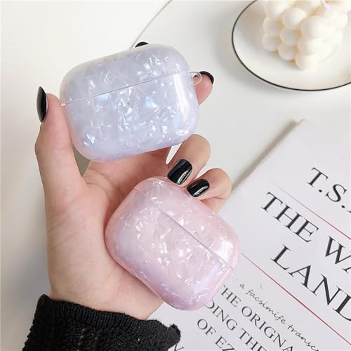 Image of for Cute Airpods Pro 3 Gen Case Girl Women 2025 with Cleaner Kit, Glitter Shell Pattern Apple iPod Pro 3rd Generation Protective Cover Skin with Pearl Shell Keychain, White