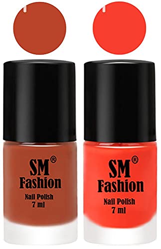 Image of Long Lasting Nail Polish | Nail Paint Combo 7 ml Each) - Set of 2 Light Coral-Light Orange