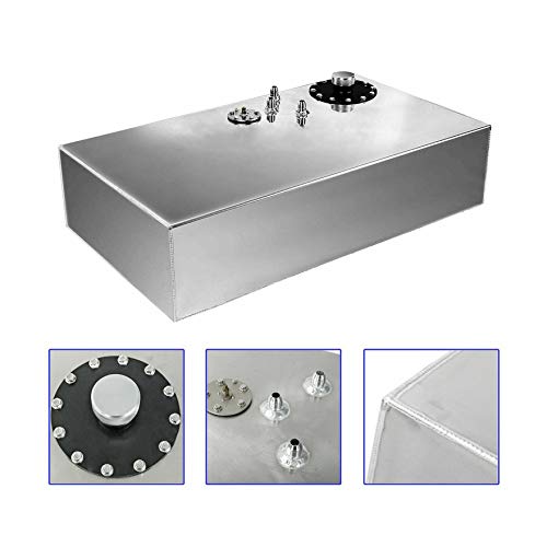 waltyotur 17 Gallon 64L Top Feed Fuel Cell Gas Tank Aluminum Polished Racing Street Drift Strip with Cap & Level Sender - Thumbnail 2