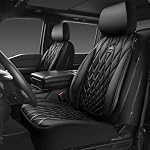 CAR PASS Piping Faux de luxe PU Cuir deux devant Car Housses de siège, Housse antidérapante étanche Compatible avec les accoudoirs de siège avant, Ajustement universel pour Suvs,Vans,Trucks, Airbag Compatible(Tous les Noirs)