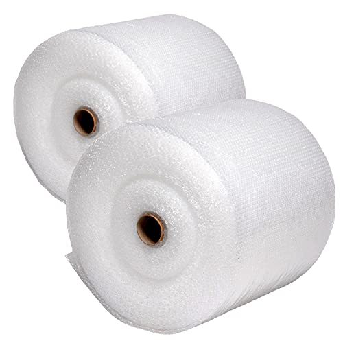 2 Rollen Luftpolsterfolie 50cm x 100m (100m2) Polsterfolie Blasenfolie Knallfolie - Stärke 50my - Verpackungsfolie + Trimmesser