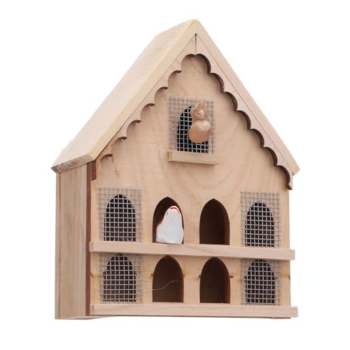 Jaula para Pájaros de Casa de Muñecas 1:12, Casita para Pájaros en Miniatura con 2 Pájaros, Accesorios para Decoración de Casa de Muñecas