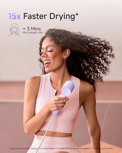 Image of Laifen Air 15 x Fast Drying Ionic Hair Dryer for Travel, Palm-Sized, Purple | Ultra Light, 200M Negative Ions for Frizz Control, Heat Protection, 5 Modes & 2 Airspeeds, Perfect for Styling & Daily Use