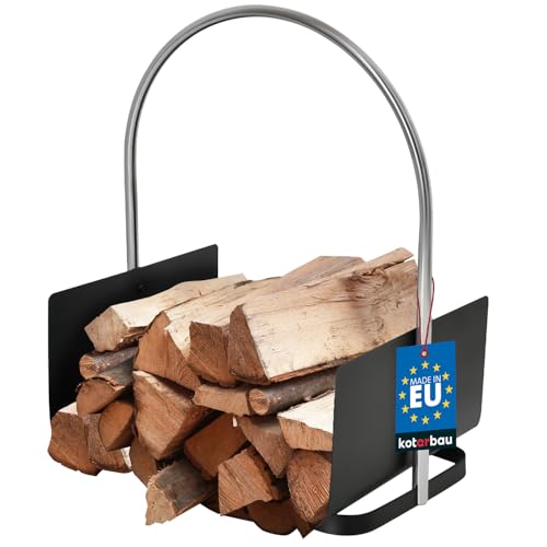 KOTARBAU® Panier à bûches en métal - Panier à bois de chauffage - Noir chromé - 40 x 50 cm - Panier à bois rectangulaire