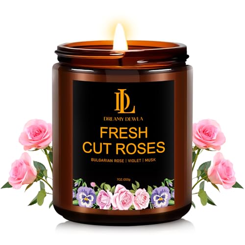 Fresh Cut Roses Candles Fresh Cut Roses Scented Candle Mothers Day Candle Gifts for Women Soy Candles for Home Scented 7oz 50 Hours Burn Home Dcor