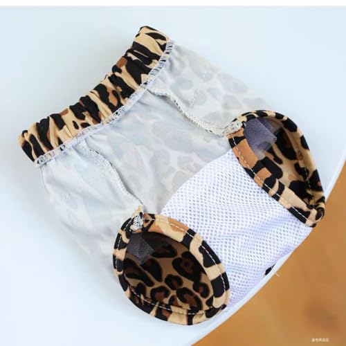 Image of Small Dog Sanitary Panties, Lace Washable Reusable Cute Puppy Panties Pet Underwear Diaper Physiological Shorts for Female Girls Dogs (Leopard,S)