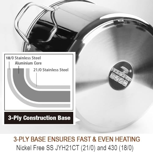 HOMICHEF Commercial Grade LARGE STOCK POT 20 Quart With Lid - Nickel Free Stainless Steel Cookware - Healthy Polished Stockpots - Heavy Duty Induction Soup Pot - Image 6