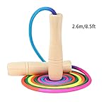 Jump Rope Kids, 8.5ft Adjustable Cotton Skipping Rope with Wooden Handle for Boys and Girls Fitness Outdoor Exercise (Rainbow color) - Image 2