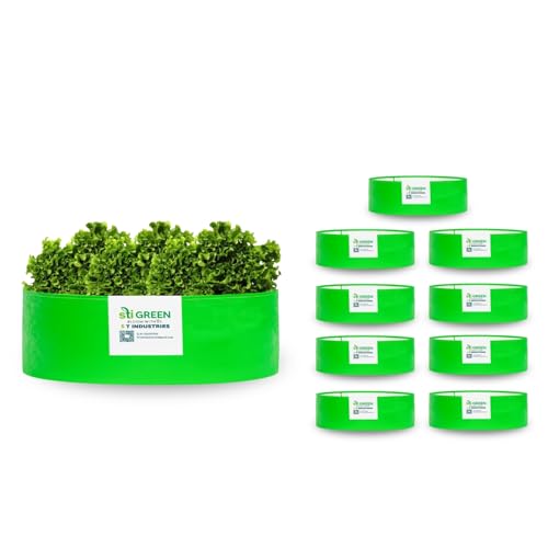 Image of HDPE Grow Bags for Plants 18X6 Inch (Pack of 10) | 260 GSM Heavy Duty UV-Protected Round Green Colour Plant Bags for Terrace and Vegetable Gardening | Strong & Reusable|