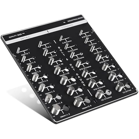 Nut and Bolt Thread Checker,Bolt Size and Thread Gauge,Thread Checker Standard and Metric with 14 Standard & 14 Metric Bolt Cover