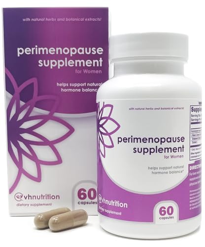 VH Nutrition Perimenopause Supplement for Women | Hot Flash, Mood, and Menstruation Cycle Support | 100% Herbal Formula: Black Cohosh, Vitex, & Shatavari. No Additives, or Fillers