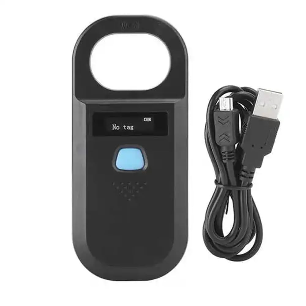 Rubik Pet Animal Microchip RFID Tag Reader Scanner 125/134.2khz Handheld Rechargeable, Support EMID FDX-B (ISO11784/85) Formats (Black)