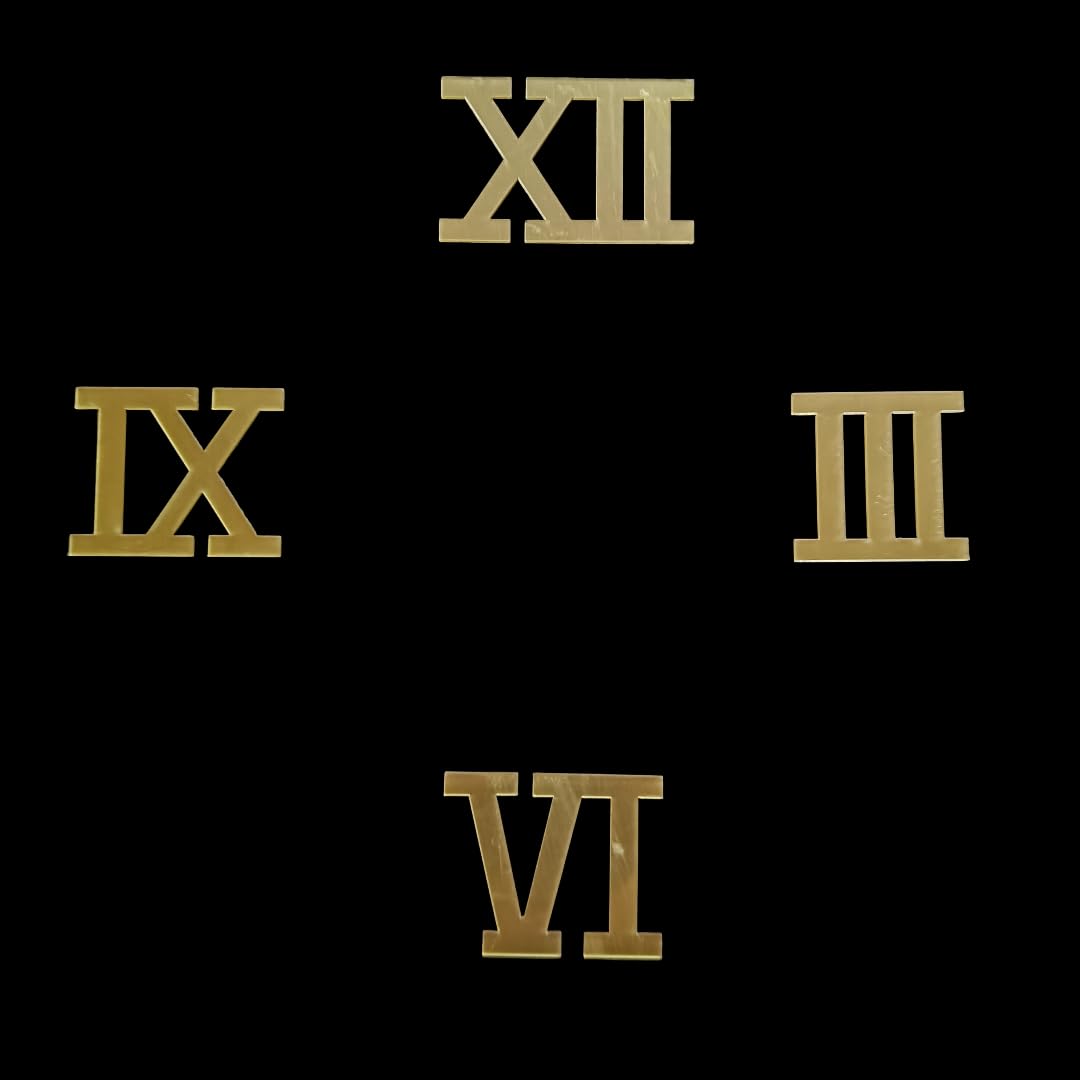 BanteyBanatey® Golden Acrylic Roman Numbers | Numerals, Digits for Clock Making in Resin Art, MDF, Decoupage, DIY Craft As a Clock Accessory 3, 6, 9, 12 Numbers Size-1.5 Inch-image-32