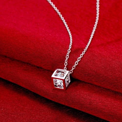 Collier cube argent 925 boîte carrée style urbain - 4