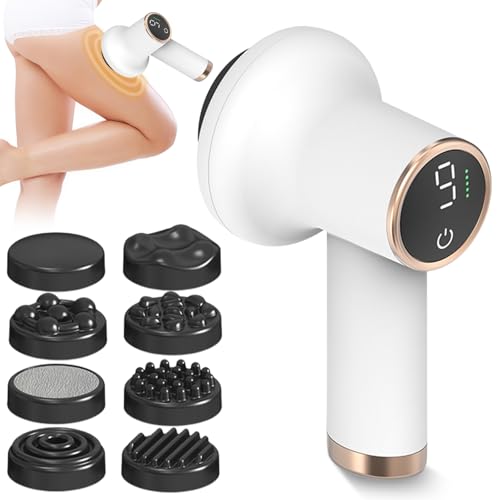Massaggiatore elettrico cellulite, massaggiatore anticellulite, portabilità anticellulite, con 8 accessori intercambiabili, tonificante, allevia la stanchezza per gambe, collo, spalle, vita, addome