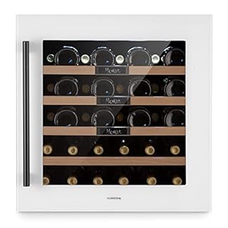 Klarstein Cantinetta Vino Refrigerata a Zona Singola per Interno/Esterni, Frigo Bar, Cantina Vino con Vetrina, Mini Frigo con Protezione UV, Frigorifero Piccolo Touch Control 5-20°C, 92L 36 Bottiglie