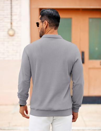 COOFANDY Men's Long Sleeve Knit Polo Sweater Fall Lightweight Polo Sweaters Casual Business Polo4