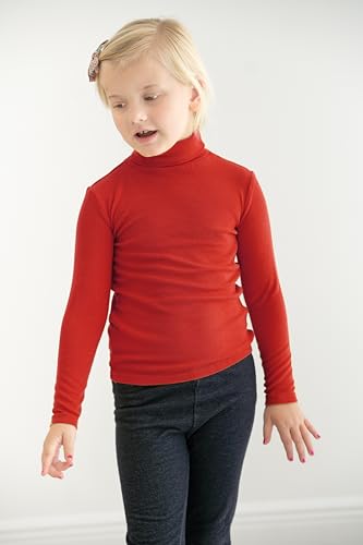 Image of Arshiner Girls Turtleneck Sweater Kids Casual Long Sleeve Knit Pullover Tops