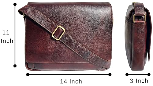 Image of RUSTIC TOWN Premium Leather Crossbody Messenger Bag - Stylish and Versatile - Gift for Professionals