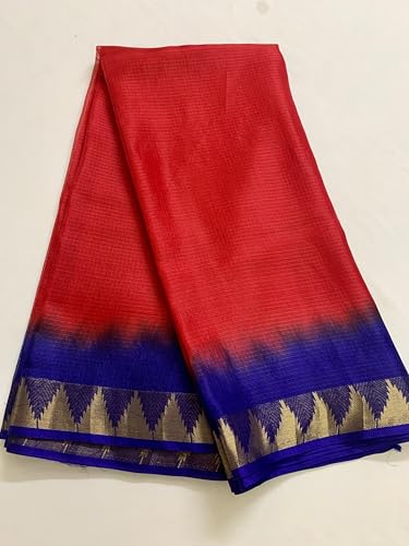 Image of Women's Bhagalpuri Pure Kota Doria Silk Net Saree With Temple Zari Border and Running Blouse Piece