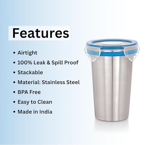 Image of STEELLOCK Stainless Steel Tumbler with Lid, 325ML, BPA Free Water Tumbler, Leak Proof, Office Tumbler, Rust-Free, Easy Grip, Easy to Carry, Travel Bottle