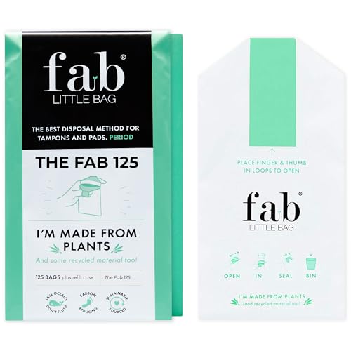 Fab Little Bag Hygienebeutel für Tampons, Damenbinden, Binden - Verhindert Geruch, verschließbar, umweltfreundlich, reisefreundlich - Packung mit 125 Damenhygienebeutel - Sixer Pack