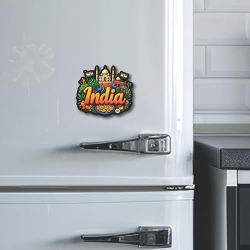 Image of CVANU India Country Landmark Theme 2pcs MDF Fridge Magnet - Wooden Travel Souvenir Refrigerator Decorative Collectible Magnet