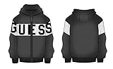 GUESS Boys' Hooded Zip UP Sweater, Jet Black