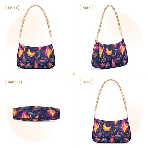 Magic Mushroom Shoulder Bag for Women, Handbag with Chain Strap, Soft Purse Tote Bag for Ladies3