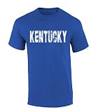 Trenz Shirt Company Kentucky T-Shirt Football Team Color Blue and White Distressed Kentucky State Name Wildcat Men's Short Sleeve Graphic Tee - Royal Blue - Medium