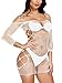 Woosifun Women Fishnet Lingerie Babydoll Halter Stretch Chemise Bodysuit One Size Mini Dress White