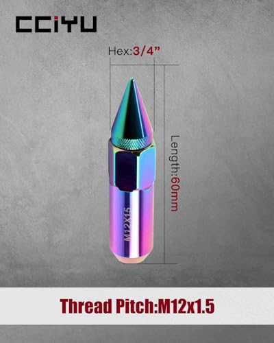 Image of cciyu 20PCS M12x1.5 Lug Nuts for Acura for TL 1996-2008 | M12x1.5 Cap Spiked Extended Tuner for Acura MDX NSX TL TSX for Honda Accord Civic for Toyota Avalon Camry Corolla Hex 3 /4 inch