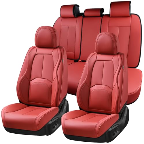 Coverado Car Seat Covers Full Set, Premium Nappa Leather Seat