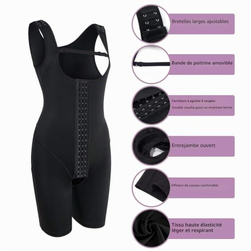 KUMAYES Body Sculptant Femme Gainant Gaine Amincissant Ventre Plat Minceur Lingerie Shaperwaer Femme Contrôle des jambes Bodysuit (XL, Noir) – vue 2