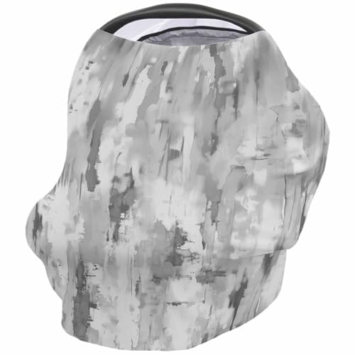 Nursing Cover for Breastfeeding Scarf, Abstract Watercolor Retro Gray Tie-dye Print Baby Car Covers Super Soft Multi Use for Canopy Shopping Cart Cover Blanket Stroller Cover