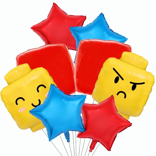 Building Block Balloons Building Blocks Themed Birthday Party Balloons Brick Themed Balloons Building Block Party Balloons for Birthday Party Supplies-8pcs