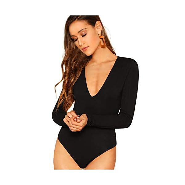 Verdusa-Womens-V-Neck-Long-Sleeve-Bodysuit Verdusa Women's V Neck Long Sleeve Bodysuit Top Black M