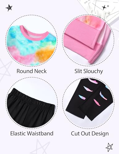 Image of Girls Clothes, Girls Outfits Tie Dye Sweatshirt Tops and Leggings Sweatpants 2 Piece Fall Winter Clothes Set 6-16T