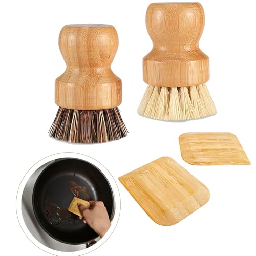 Bamboo Dish Scrub Brush and Pan Scraper